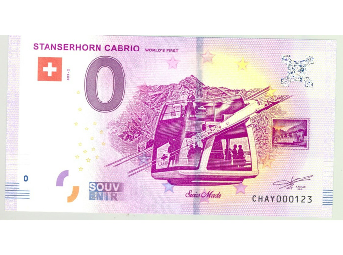 SUISSE 2019-2 STANSERHORN CABRIO BILLET SOUVENIR 0 EURO TOURISTIQUE NEUF