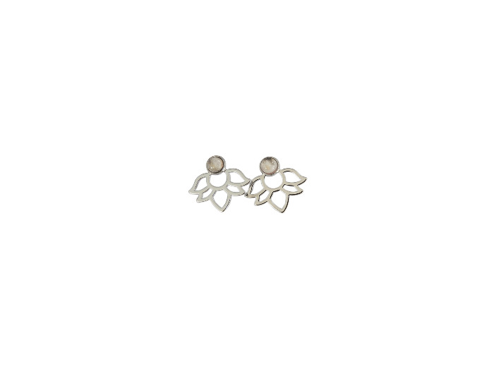 Boucles d'oreilles Perles et lotus Quartz Rose