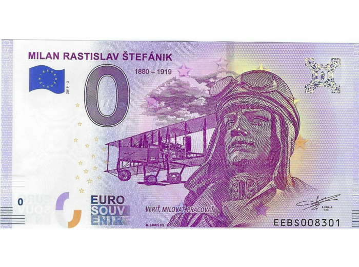 SLOVAQUIE 2019-2 MILAN RASTILAV STEFANIK BILLET SOUVENIR 0 EURO TOURISTIQUE NEUF