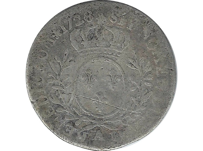 LOUIS XV (1715-1774 ) 1/10 ECU BRANCHES D'OLIVIER 1728 A (Paris) B+