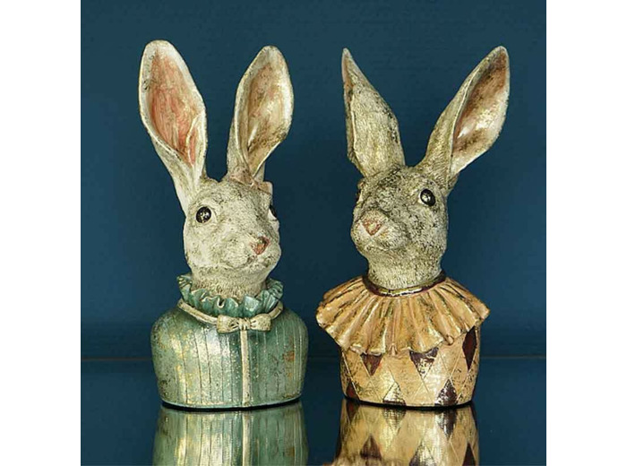 Buste lapin Heinz blanc résine 27x23x50cm