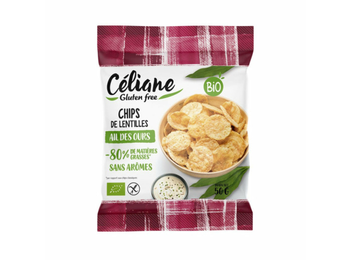 Chips de lentilles Bio à l'Ail des Ours-50g-Céliane