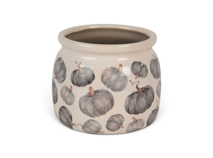 Pot de Fleurs céramique Citrouille gris 16x13cm