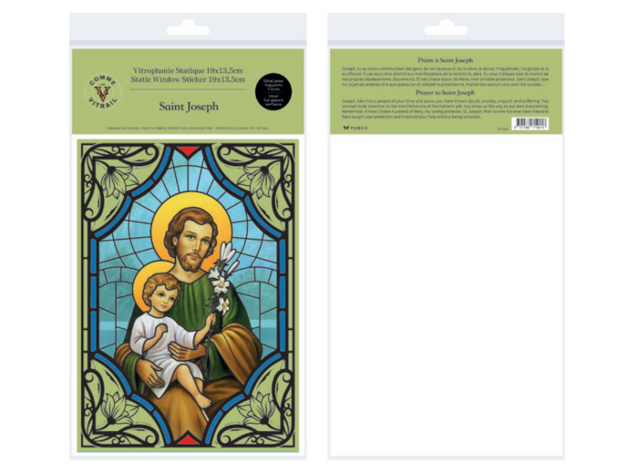 Vitrophanie Statique Prière 19 x 13,5cm - SAINT JOSEPH