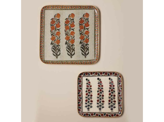 Ensemble 2 plateaux carrés Kanpur 27x2x27cm