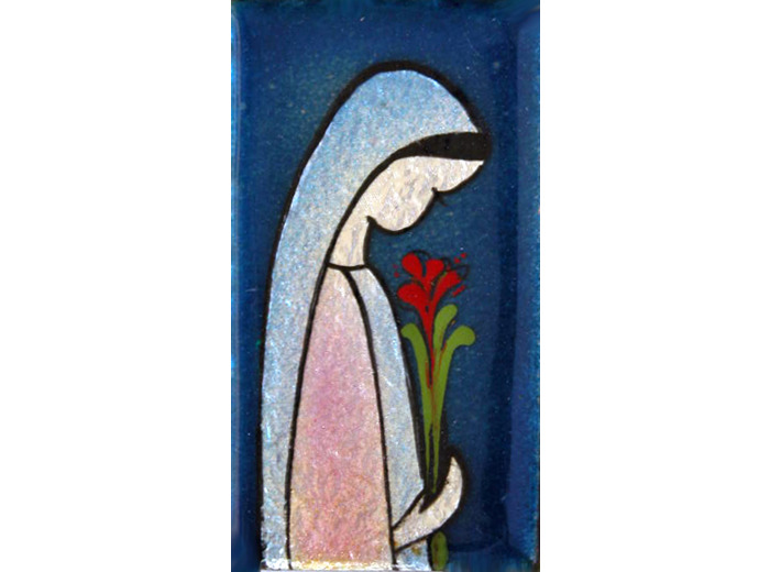 Vierge au coquelicot 7X4cm - EMAUX DU LIBAN