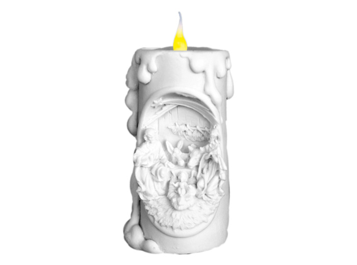 CHANDELLE  ALBATRE 11CM - Crêche Blanche