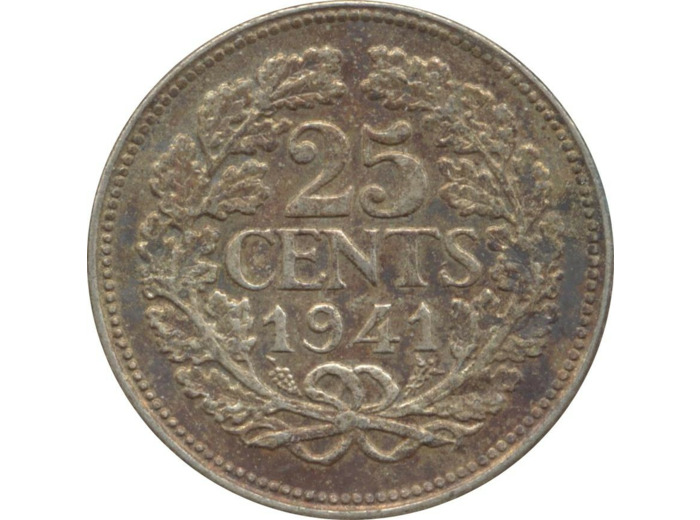 PAYS-BAS HOLLANDE 25 CENTS 1941 TTB N1