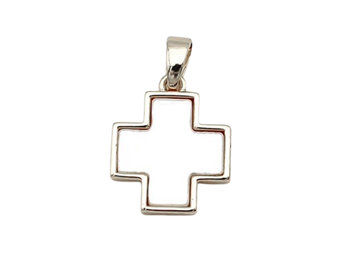 Pendentif en Nacre Argenté 12.5x15mm - CROIX