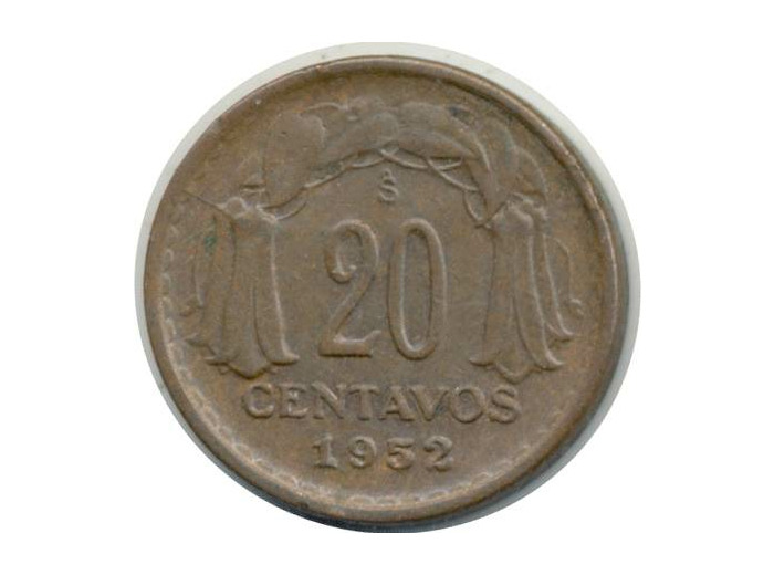 CHILI 20 CENTAVOS 1952 TTB+ (W177)