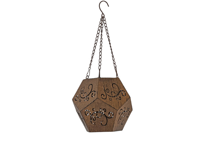 Photophore à suspendre rouille 44x19x19cm