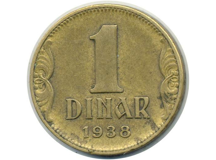 YOUGOSLAVIE 1 DINAR 1938 TTB (W19)