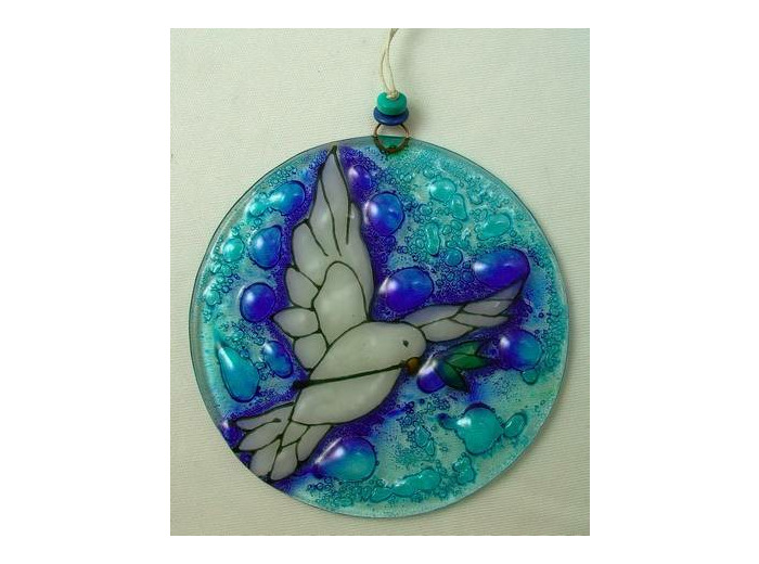 Médaillon verre diamètre 13cm- COLOMBE