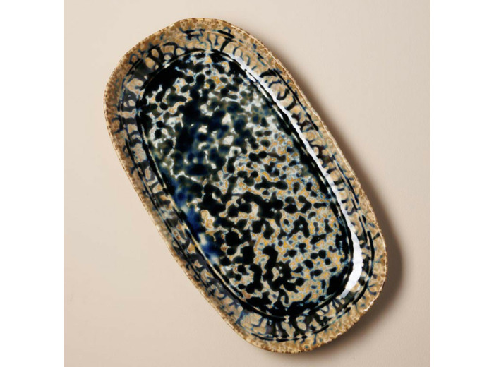 Plat oval bleu Intense 37x3x21cm