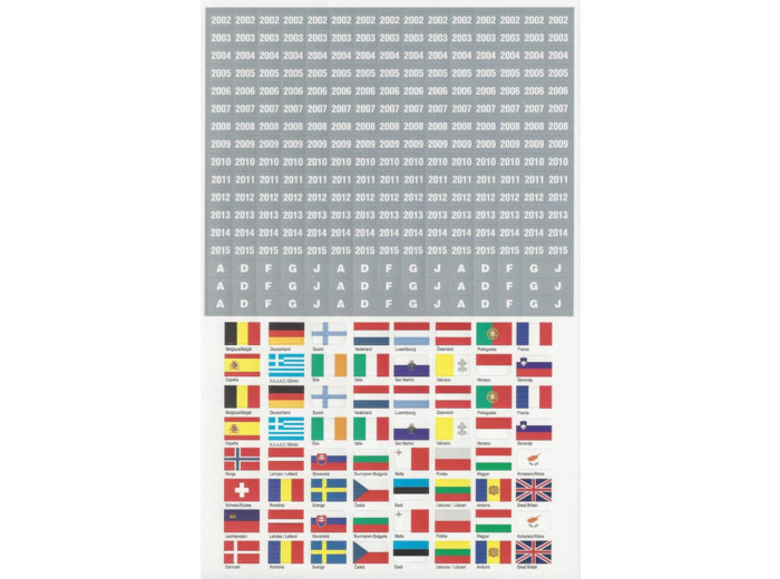 Planche drapeaux autocollants des pays Europe 2002 - 2029 (1860s)