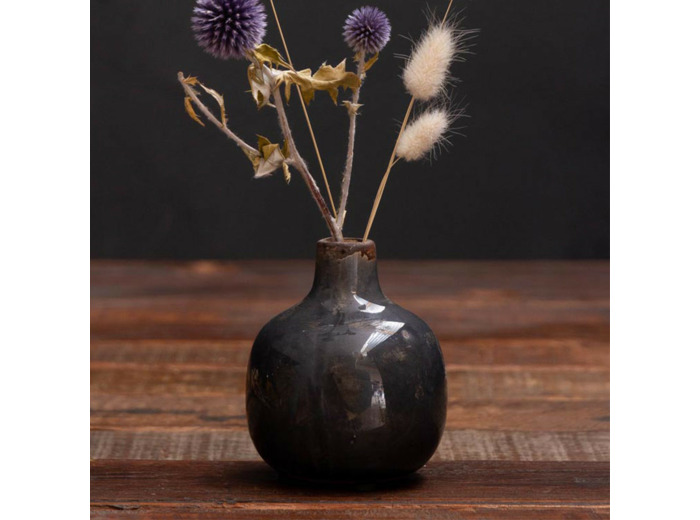 Vase céramique gris foncé 9x9cm