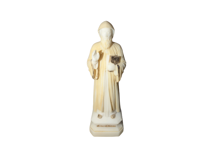 Saint Charbel - Statue en Albaster 12 cm - Beige et Or