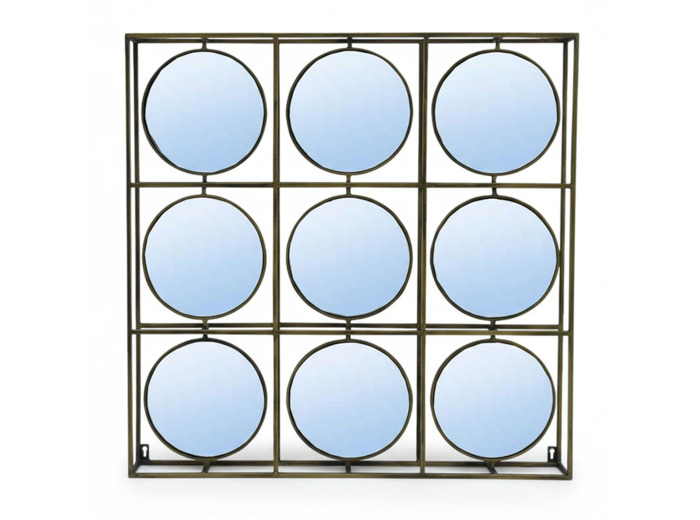 Cadre 9 miroirs fer doré 77x8x77cm
