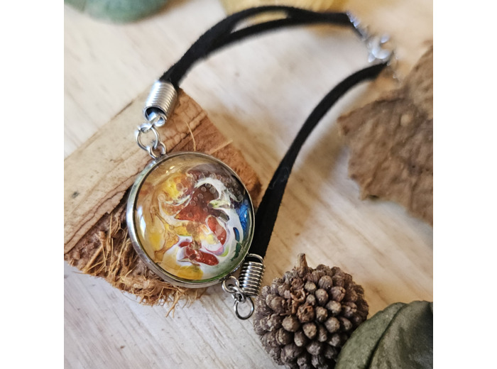 Bracelet en cordon avec pendentif et base ronde (20 mm) en acier inoxydable