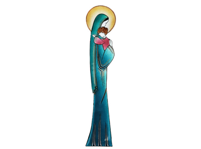 Notre Dame de la Route turquoise 37cm - EMAUX DU LIBAN