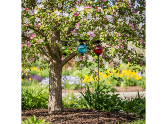 Ensemble 3 tuteurs boule fonte papillon 10x137cm