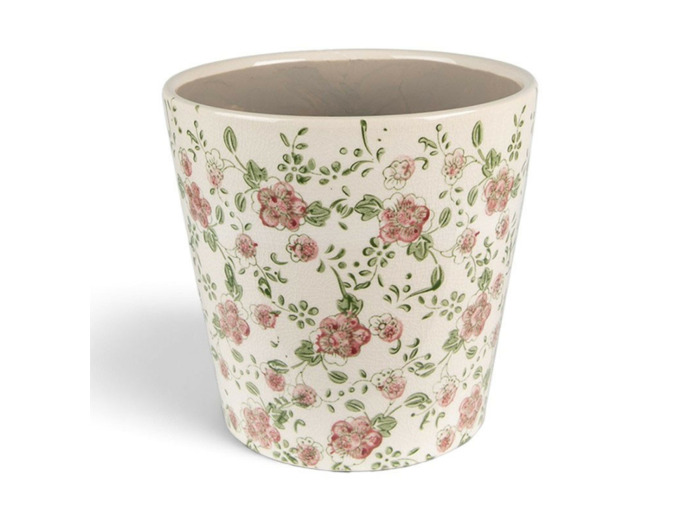 Pot de fleurs rose beige céramique 19x19x18cm