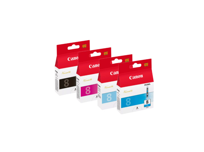 Lot 4 Cartouches d'encres Canon - Cyan CLI-8PC CLI-8C - Noir CLI-8BK - Magenta CLI-8M