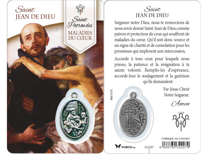 Carte-prière avec insertion ST GUERISSEUR - ST JEAN DE DIEU - anglais