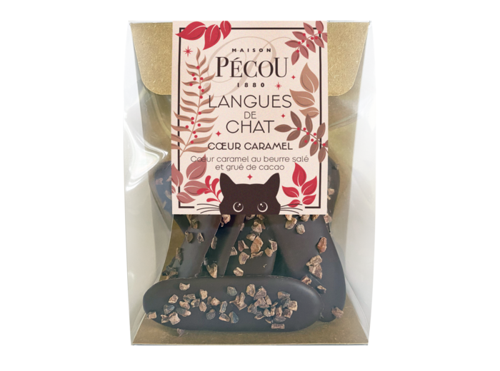 Langues de Chat Noir Coeur Caramel