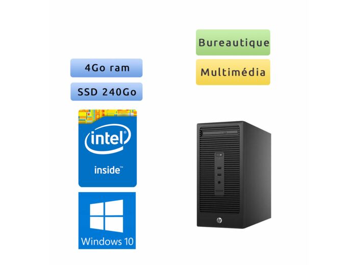 HP 280 G2 - Windows 10 - 3.3Ghz 4Go 240Go SSD - Ordinateur Tour Bureautique PC