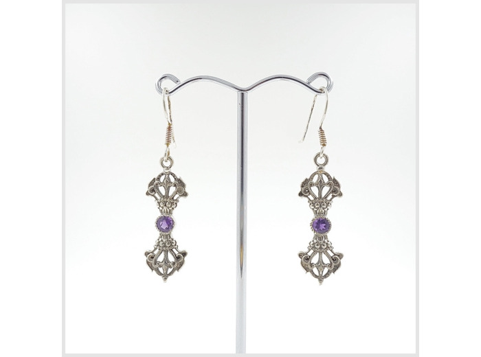 Boucles Améthystes en argent massif