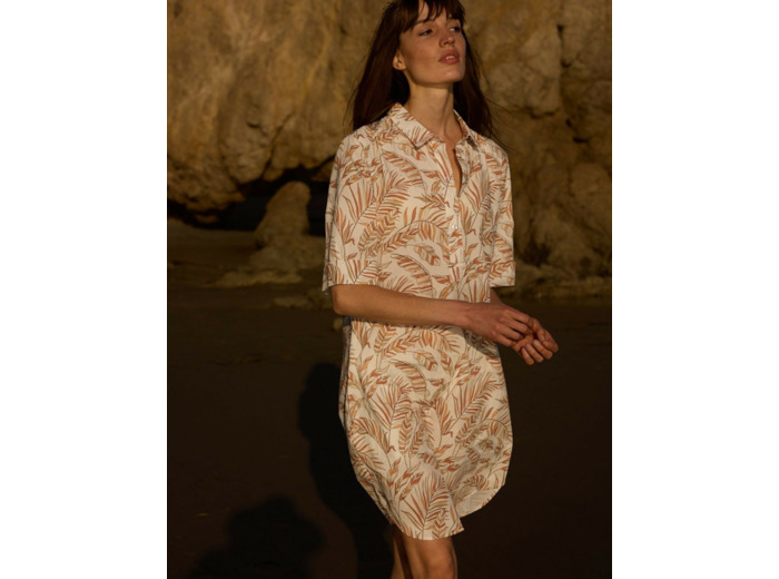 Robe chemise Léonie manches  courtes, à poches, en coton