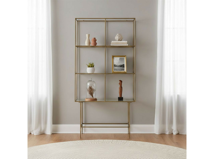 Etagère 3 étages verre et fer 100x40x200cm