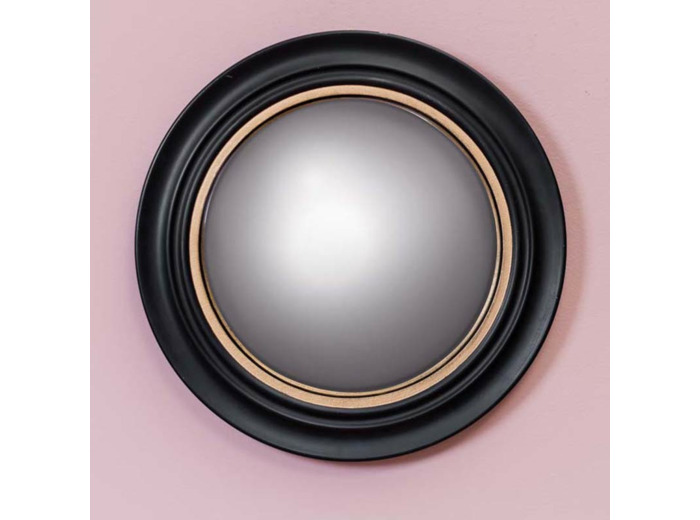 Grand miroir convexe noir doré 43cm