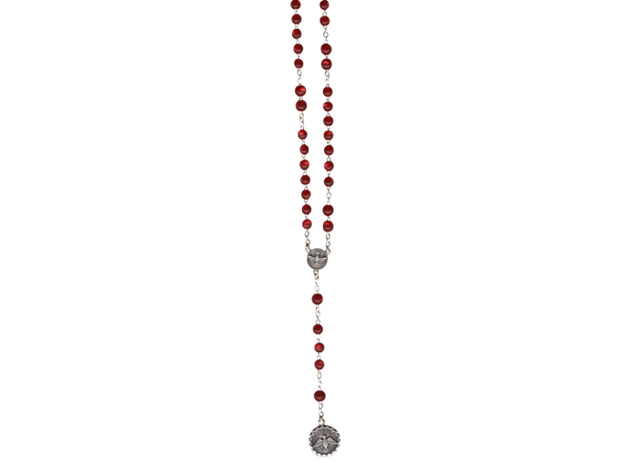 Chapelet Perles Plastique Sur Chaine Argentée - SAINT ESPRIT