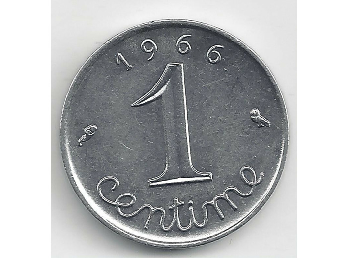 FRANCE 1 CENTIME INOX 1966 AVERS ECRITURE GRASSE SUP