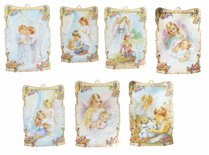 Plaquette Ange avec Enfant 15cm - ASSORTIS