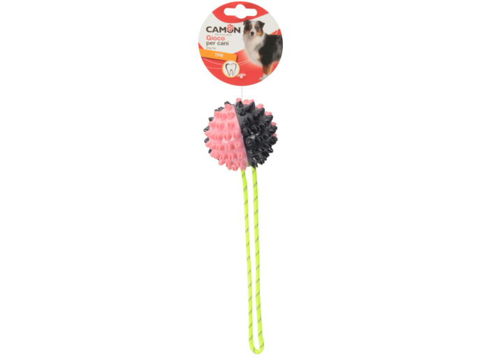 Jouet pour chien, Balle TPR + Corde - Ø7.3cm