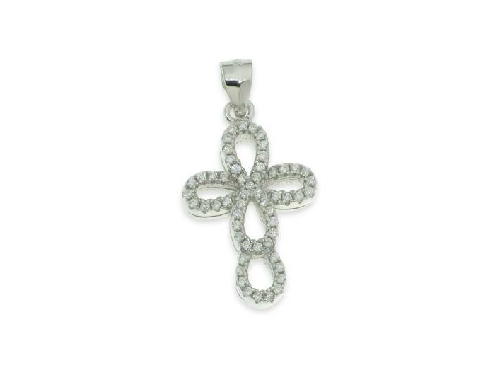 Croix en Argent 925- 2,8cm- ZIRCONIUMS  synthétiques