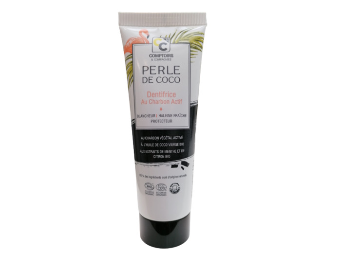 Dentifrice au charbon actif bio perle de coco-75ml-Comptoirs et compagnies