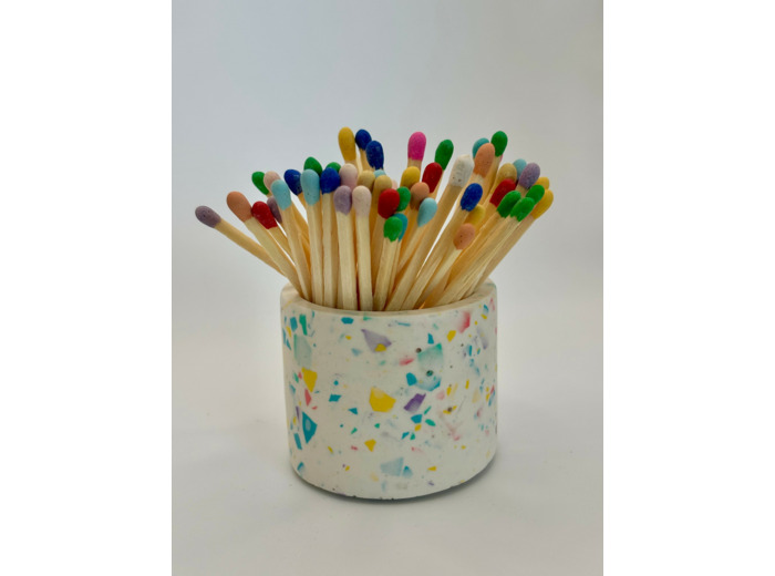 Pot à allumettes coloré effet Terrazzo
