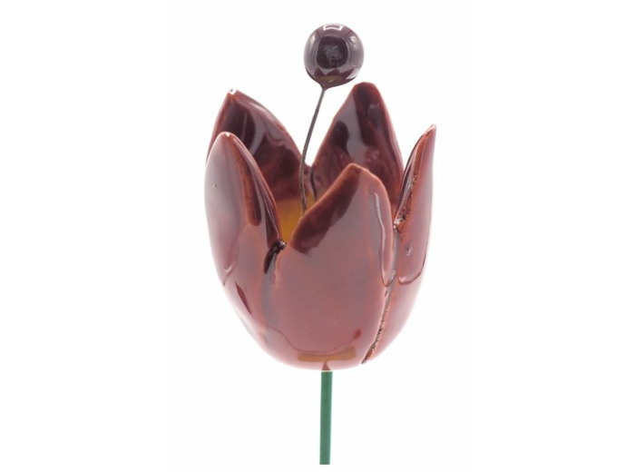 Fleur de tulipe en céramique rouge 3cm - B015