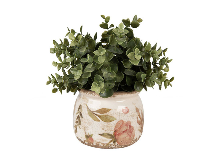 Pot de fleurs intérieur céramique beige rose 10x12x12cm