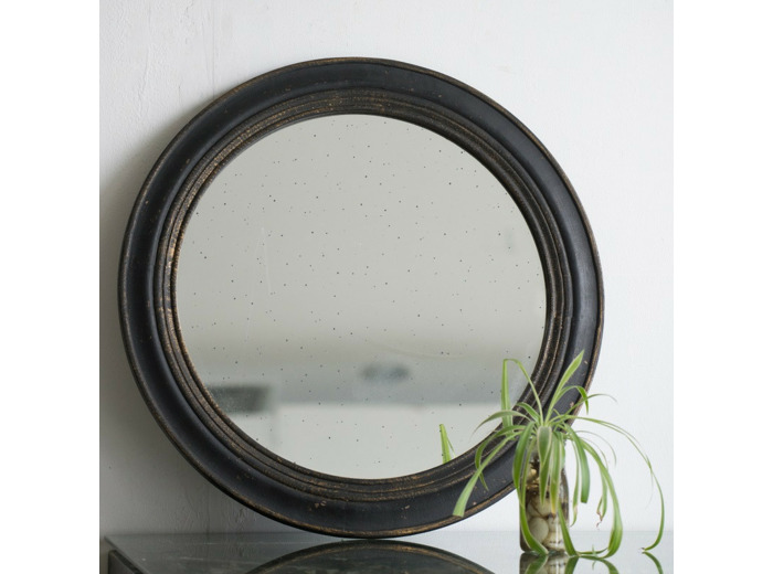 Miroir rond noir vintage 60x60x2cm