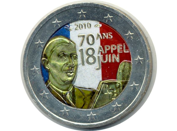 FRANCE 2010 2 EURO COLORISEE APPEL DU 18 JUIN SUP