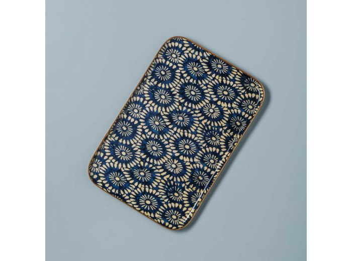 Plateau Bangalore fer bleu 20x30cm