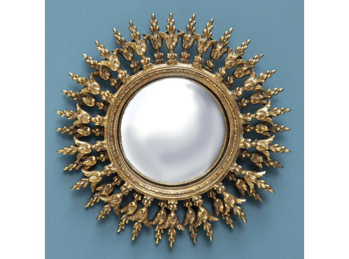 Miroir convexe ornements dorés 29x29cm