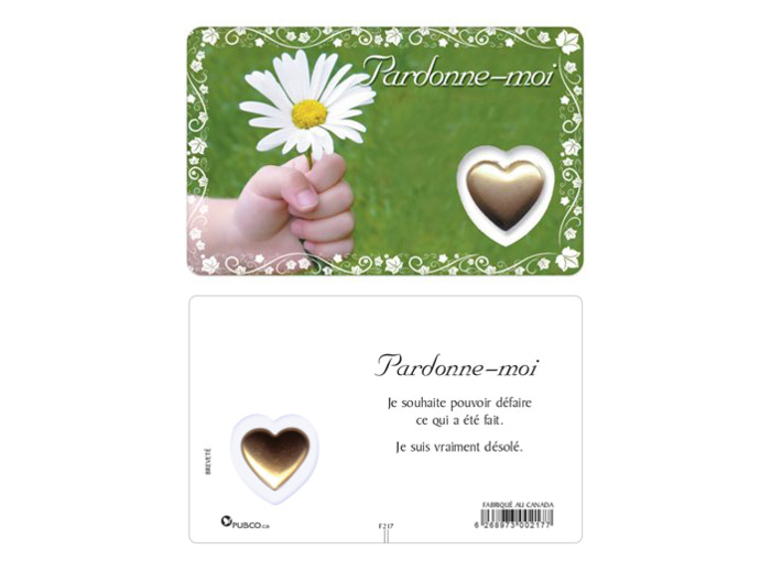 Carte-prière avec insertion PARDONNE MOI