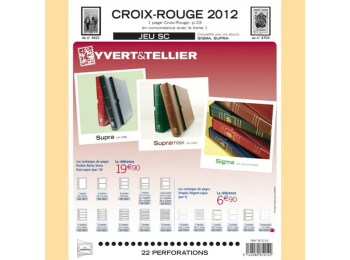 FEUILLE COMPLEMENTAIRE CROIX ROUGE 2012 SC (JEUX AVEC POCHETTE) YVERT ET TELLIER