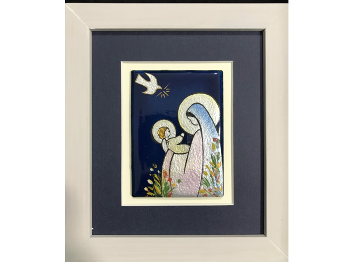 CADRE gris avec VIERGE de la PRESENTATION 13x15cm - EMAUX DU LIBAN